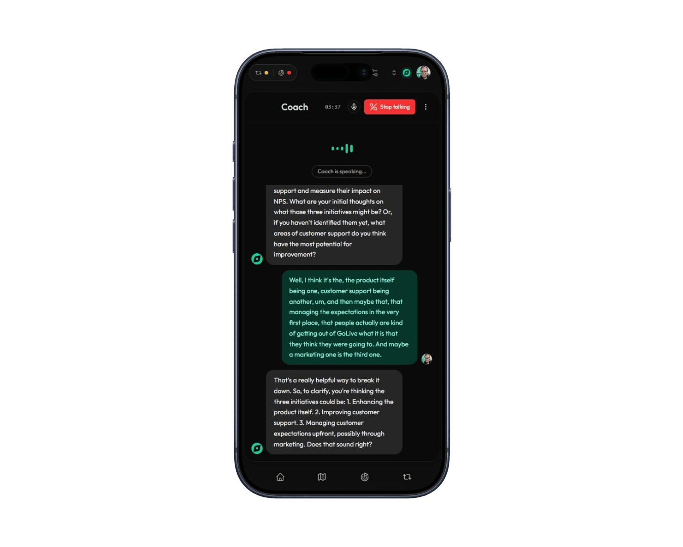 Goalite Coach — AI coaching companion interface